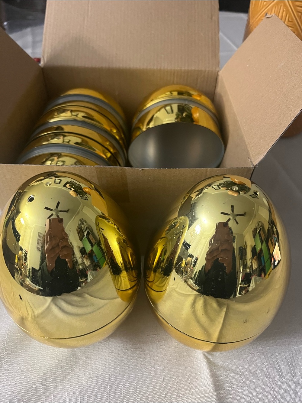 Set of Shiny Gold Decorative Egg Ornaments